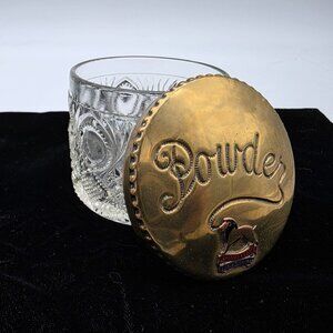 Antique British Empire Exhibition Souvenir Glass Container Brass Lid Lion 1924